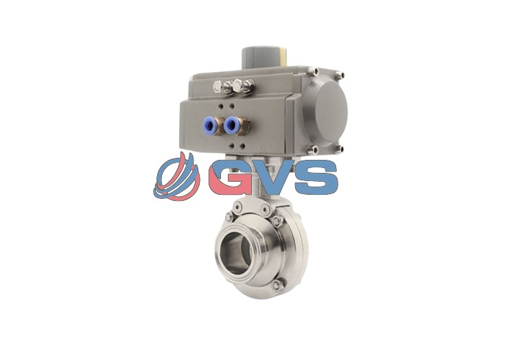 Van bướm vi sinh nối clamp điều khiển khí nén